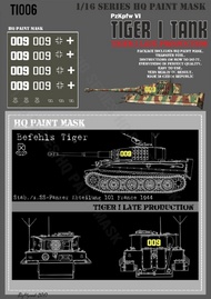 Tiger I #009 Late Production Stab./s.SS-Pz.Abt.101 France 1944 Befehls Tiger Paint Mask #HQ-TI16006
