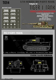  HQ-Masks  1/16 Tiger I #205 Mid Production 2.Komp.s-Pz.Abt.101 road to Normandy June 1944 Michael Wittman Paint Mask HQ-TI16014