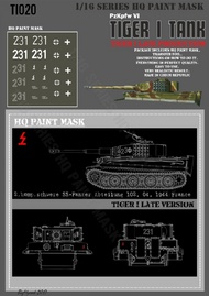 Tiger I #231 Late Production 2.Kompanie .schwere SS-Pz.Abt.102 04.1944 Normandy France Paint Mask #HQ-TI16020