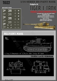  HQ-Masks  1/16 Tiger I #311 Late Production 1.Zug 3.Kompanie of s.Pz.Abt.504 Italy 07.1944 Paint Mask HQ-TI16022