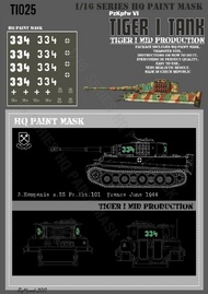  HQ-Masks  1/16 Tiger I #334 Mid Production 3.Kompanie s.SS Pz.Abt.101 Normandy France 1944Paint Mask HQ-TI16025