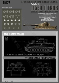  HQ-Masks  1/16 Tiger I #411 Early Production 4./s.SS-Pz.Rgt. LSSAH Belgorod area 05.1943 Paint Mask HQ-TI16027