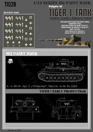  HQ-Masks  1/16 Tiger I #441 Early Production 4./s.SS-Pz.Rgt.3 'Totenkopft' Charkov area 04.1943 Paint Mask HQ-TI16028
