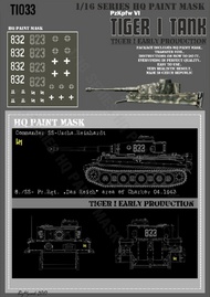  HQ-Masks  1/16 Tiger I #832 Early Production 8./SS-Pz.Rgt. 'Das Reich' Area of Charkov 04.1943 Paint Mask HQ-TI16033