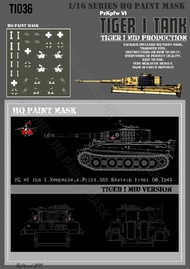  HQ-Masks  1/16 Tiger I #I Mid Production HQ 1.Kompanie s.Pz.Abt.505 Eastern Front 06.1944 Paint Mask HQ-TI16036