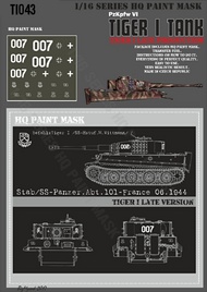 Tiger I #007 Late Production /SS-Hstuf.M.Wittmann/Stab/SS-Panzer Abt.101-France 06 1944rn Front 06.1944 Paint Mask #HQ-TI16043