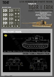 HQ-Masks  1/16 Tiger I #201 Early Production 2nd Company 503rd Heeres Schw.Pz.Abt.-Kursk July 1943 HQ Paint Mask HQ-TI16047