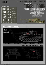  HQ-Masks  1/16 Tiger I #305 Mid Production Hildegard3.Kompanie/Schwere Heeres Pz.Abt.502 -RussianFront 1944 Paint Mask HQ-TI16048