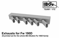 Exhausts for Focke-Wulf Fw.190D family - 3d Printed Upgrade Set #IBG72U001