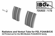 Radiators and Venturi Tube for PZL P.24A/P-24B/P-24C/P-24E - 3D-printed #IBG72U023