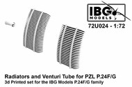 Radiators and Venturi Tube for PZL P.24F/G - 3D-printed #IBG72U024