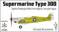 Supermarine Spitfire Type 300 Prototype K5054 first flight with test pilot figure #IBGA720001