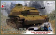 TKS Tankette with 20mm Gun Quick Build Tracks with small Hataka acrylic paint set, brush and glue. The Hataka paint set consists of 4 x 10ml pots of Polish camouflage colors and also Gunmetal. #IBGE3501