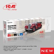 German civilian cars of the 1930s 'acrylic paint set 6 bottles 12 ml' #ICM3065