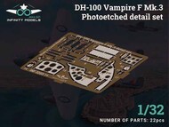 Mk.3 Photo-etched detail set for de Havilland DH-100 Vampire Mk.3 OUT OF STOCK IN US, HIGHER PRICED SOURCED IN EUROPE #INF3203-1