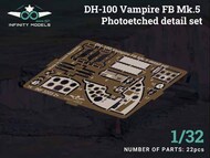  Infinity Models  1/32 Mk.5 Photo-etched detail set de Havilland DH-100 Vampire Mk.5 OUT OF STOCK IN US, HIGHER PRICED SOURCED IN EUROPE INF3203-2