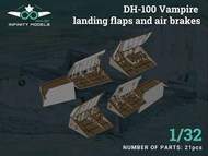  Infinity Models  1/32 Landing flaps and air brakes de Havilland DH-100 Vampire Mk.3/Mk.5 OUT OF STOCK IN US, HIGHER PRICED SOURCED IN EUROPE INF3203-6