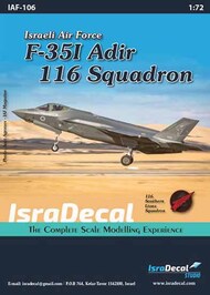  IsraDecal Studio  Books Israeli Air Force F-35I Adir 116 Squadron - 1/72 ISD0106