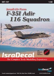  IsraDecal Studio  Books Israeli Air Force F-35I Adir 116 Squadron - 1/48 ISD0107