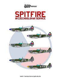 SUPERMARINE SPITFIRE: In Czechoslovak Service. Decal set for Eduard Supermarine Spitfire Mk.IXe /Mk.IXc in 1:144 scale. Contains decals for 5 different Supermarine Spitfire Mk.IXe and one Mk.IXc of the Czechoslovak Air Force. Contains detailed decal place #JBR44013