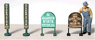  JL Innovative Design  HO Vintage Quaker State Gas Station Curb Signs (4) JLI472