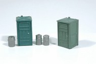  JL Innovative Design  HO Port-a-Potty (2) & Garbage Cans (3) JLI499