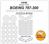 Boeing 767+(Boeing 767 prototype mask)for Zvezda 7005 + wheel masks. #KV14348