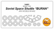  KV Models  1/144 Space Shuttle 'Buran' canopy paint mask AND wheel paint mask masks KV14401