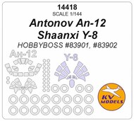  KV Models  1/144 Antonov An-12 / Shaanxi Y-8 + wheels masks KV14418