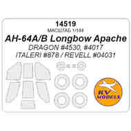 Bell/Boeing AH-64B Longbow Apache wheels and canopy frame paint masks (outside only) KV14519