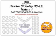 Hawker-Siddeley Trident 1c + wheels masks with passenger windows #KV14633