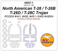 North-American T-28 Trojan - wheels and canopy paint masks (inside and outside) #KV48057-1