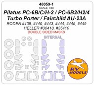 Pilatus PC-6C/H-2 / PC-6B-2/H-2 / PC-6/B2-H2 / PC-6 B2/H4 Turbo Porter / Fairchild AU-23A- (Double sided)wheels and canopy frame paint masks #KV48059-1