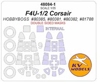 Vought F4U-1/2 Corsair- Double sided - (Double-sided) wheels and canopy frame paint masks #KV48084-1