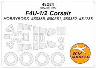 Vought F4U-1/2 Corsair - Double sided wheels and canopy frame paint masks (outside only) #KV48084