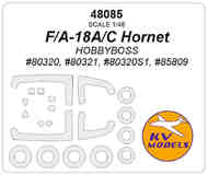 Lockheed-Martin F/A-18A/C Hornet wheels and canopy frame paint masks (outside only) #KV48085