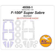 North-American F-100F Super Sabre wheels and canopy frame paint mask (inside and outside) #KV48086-1
