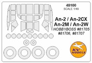  KV Models  1/48 Antonov An-2 + wheels masks KV48100