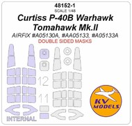 Curtiss P-40B Warhawk / Tomahawk Mk.II - (Double-sided) wheels and canopy frame paint masks #KV48152-1