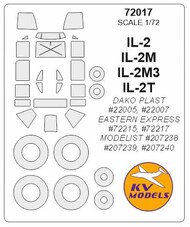  KV Models  1/72 Ilyushin IL-2 + wheels masks (designed to be used with DAKO PLAST #22005, #22007 / EASTERN EXPRESS EA72215, EA72217 / Modelist #207238, #207239, #207240 kits) [IL-2, IL-2M, IL-2M3, IL-2-] KV72017