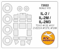  KV Models  1/72 Ilyushin IL-2 + wheels masks (designed to be used with TOKO #132, #101, Zvezda ZVE7279, ZVE7286 kits) [IL-2, IL-2M, IL-2M3] KV72022