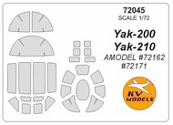  KV Models  1/72 Yakovlev Yak-200 + wheels masks KV72045