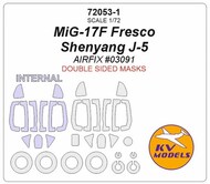  KV Models  1/72 Mikoyan MiG-17F Fresco and Shenyang J-5 - Double sided + wheels masks KV72053-1