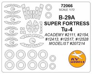  KV Models  1/72 Boeing B-29A SUPER FORTRESS, Tupolev Tu-4 + wheels masks (designed to be used with Academy ACA2111, ACA2154, ACA12413, ACA12517, ACA12528, Modelist #207214 kits) KV72066