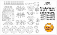  KV Models  1/72 Avro Lancaster + wheels masks (designed to be used with Airfix AX08001, AX08013, AX50138 kits) [B.I(F.E. kits) , B.II, B.III (SPECIAL kits)] KV72109