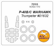  KV Models  1/72 Curtiss P-40B/C WARHAWK + wheels masks (designed to be used with Trumpeter TU01632 kits) KV72113
