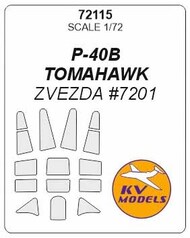  KV Models  1/72 Curtiss P-40B Tomahawk + wheels masks (designed to be used with Zvezda ZVE7201 kits) KV72115