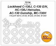  KV Models  1/72 Lockheed C-130 Hercules, AC-130 Gunship + wheels masks KV72134