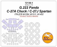  KV Models  1/72 Alenia G.222 Panda, C-27A Chuck, C-27J Spartan - Double sided and wheels masks KV72136-1