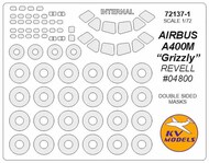  KV Models  1/72 AIRBUS A400M 'Grizzly' (Revell RV3929, #04800) - Double sided + wheels masks KV72137-1